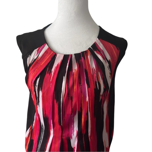 Styled by Joe Zee Watercolor Printed Dress Size 6 Black / Fuchsia / red - Picture 4 of 5